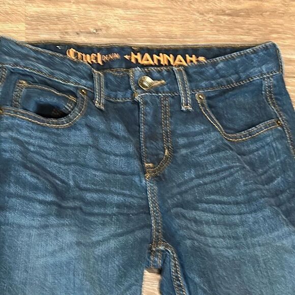 Cruel girl Hannah embroidered flare leg jeans 3 short petite 26 - Picture 3 of 10